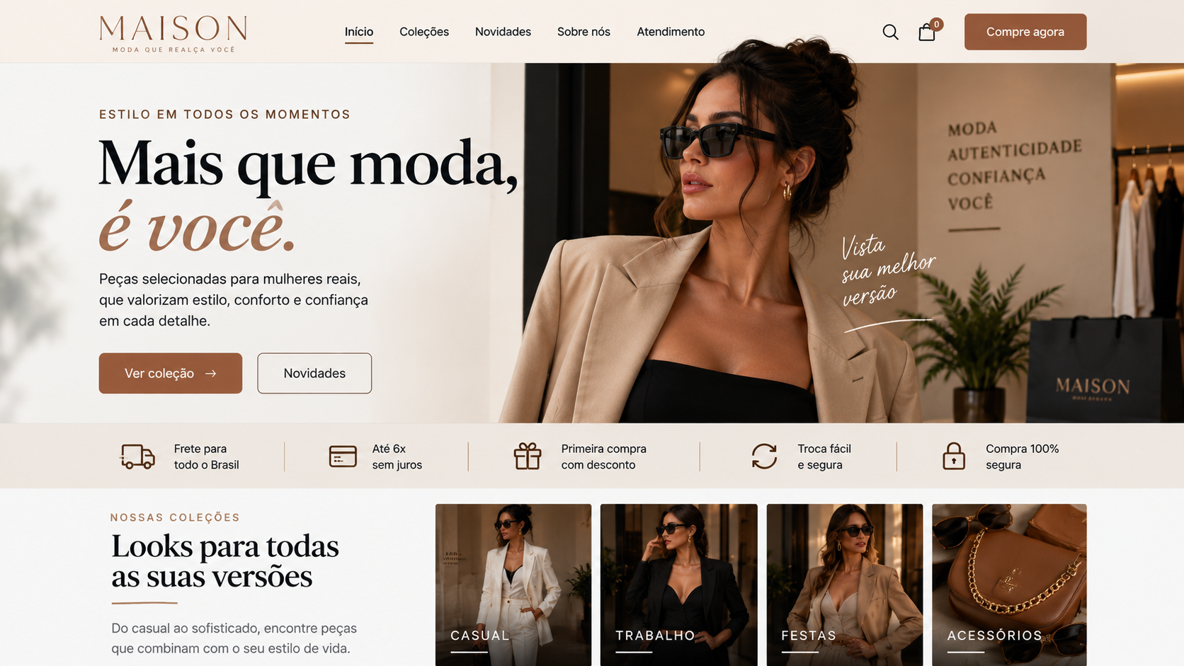 Modelo de site para loja de moda
