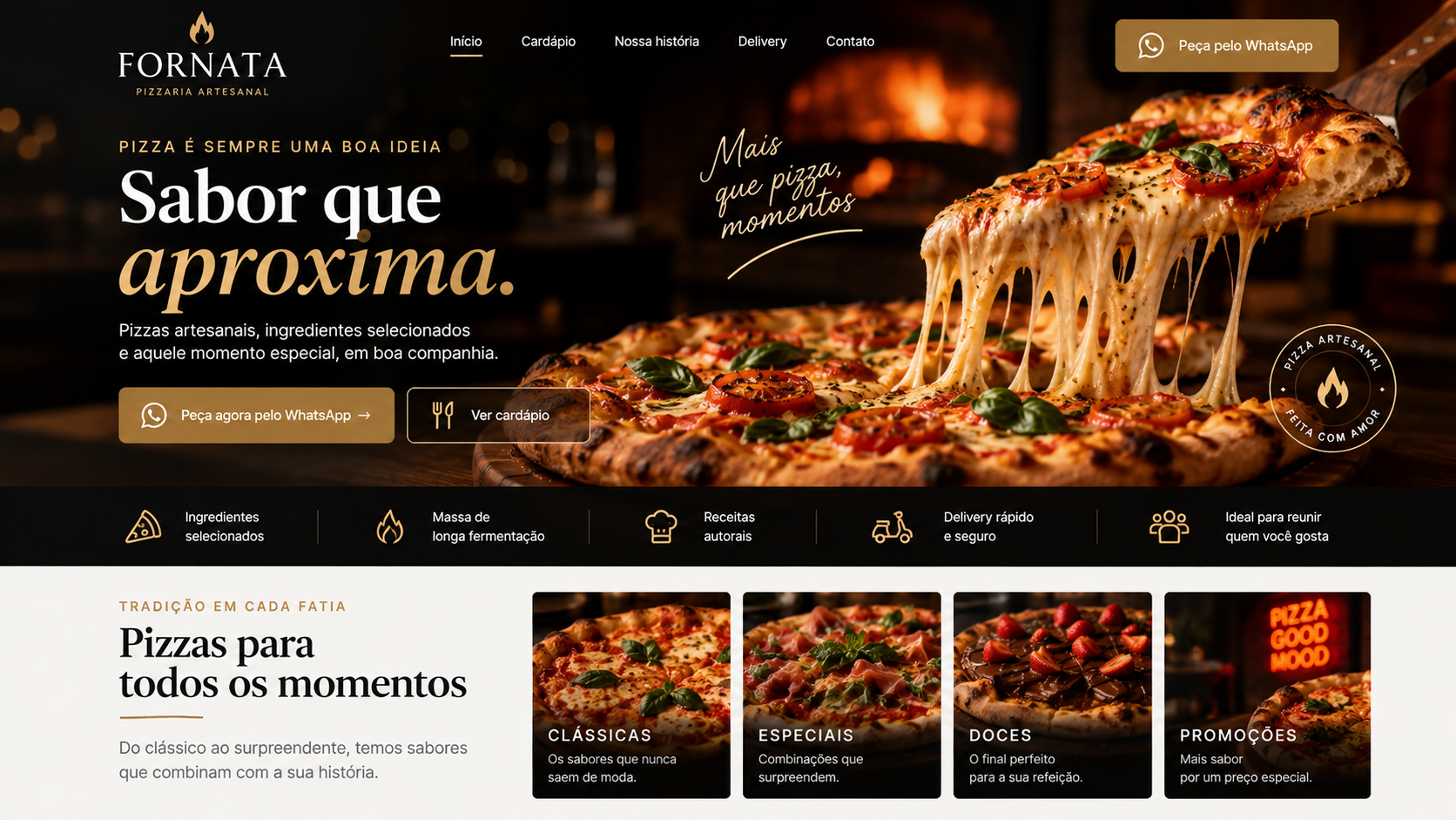 Modelo de site para pizzaria