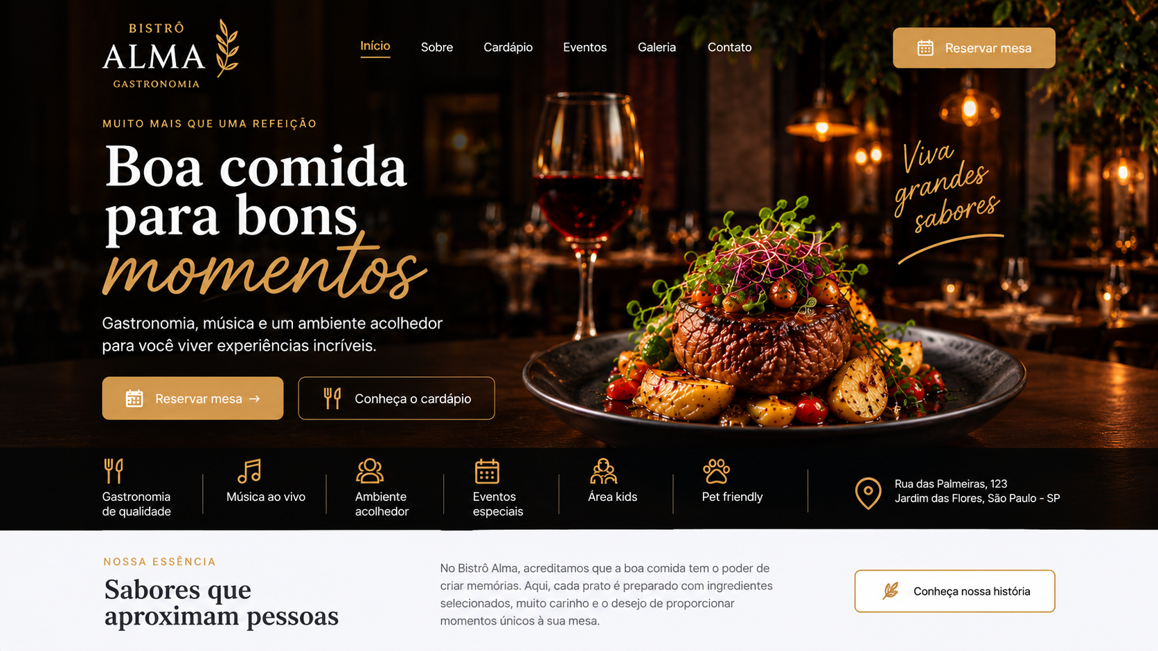 Modelo de site para restaurante